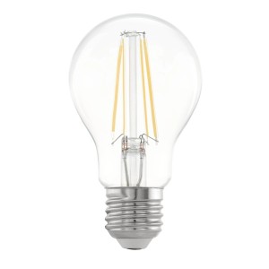 Klares Eglo E27 LED Leuchtmittel in Globeform, 7,3 W, warmweiß und dimmbar.