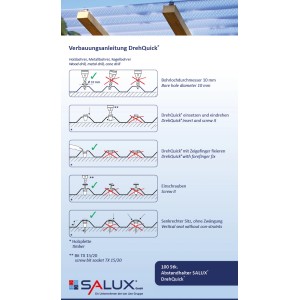 Anleitung: Salux Abstandhalter DrehQuick Set für Kunststoffbedachung Montage auf Holzunterkonstruktion.