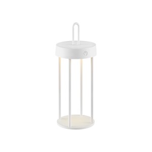 Weiße LED-Akku-Tischleuchte Anselm, dimmbar, für Innen & Außen. Dekoleuchte von Just Light.