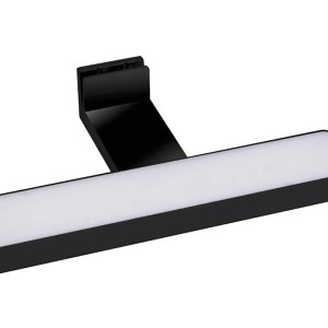 Schwarze DSK LED-Aufsatzleuchte, 20 cm, für Spiegel mit Halterung.