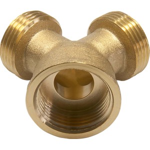 Messing Gewinde-Gabelstück, 26,4 mm, zur Verbindung von Trinkwasser- und Heizungsrohren.