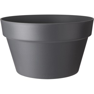 Anthrazitfarbene Elho Pflanzschale Loft Urban, Ø 35 cm, ideal für Balkon und Terrasse.