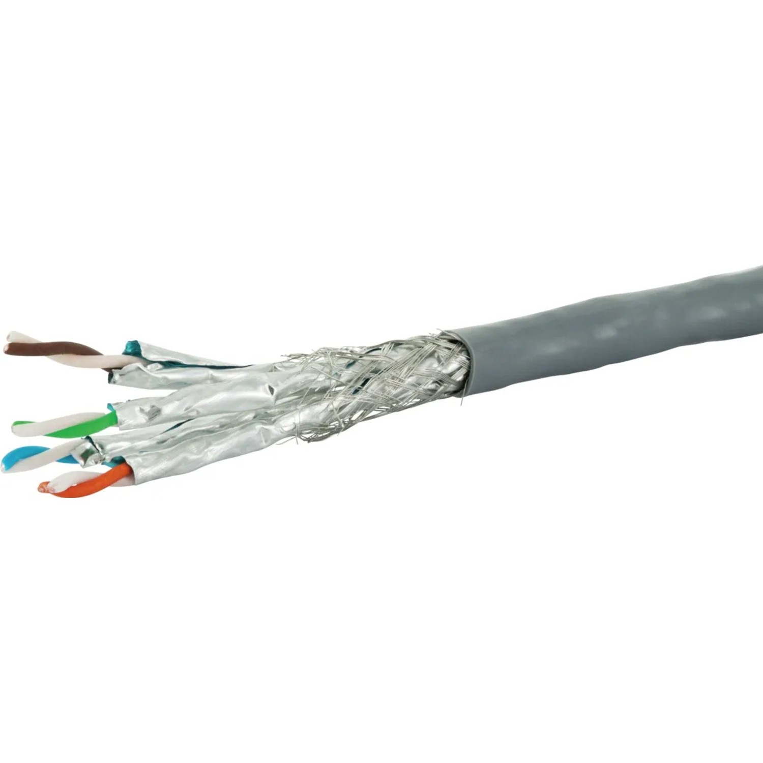 Graues Schwaiger CAT 6a Netzwerkkabel S/FTP, 10 m, mit freiliegenden Adern.