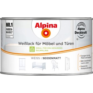 Dose Alpina Weißlack seidenmatt für Möbel & Türen, 300ml.