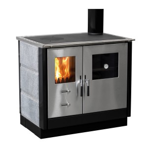 Firefix Küchenofen Maas Naturstein, 8,3 kW, mit Kochplatte und Backofen.