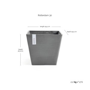 Ecopots Pflanztopf Rotterdam Grau (HxBxT) 26 x 30 x 30 cm