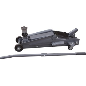 Grauer Rangierwagenheber RWH-2500 B mit 2,5 t Tragkraft und Hebel für Autoreparaturen.