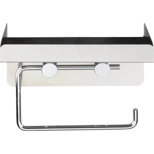 Wenko Toilettenpapierhalter aus Edelstahl mit Ablage für Badutensilien.