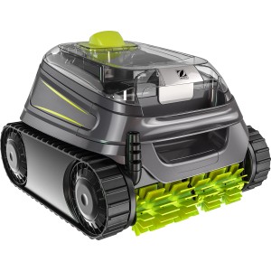 Zodiac CNX 2020 Poolroboter mit Raupenantrieb und grünen Bürsten zur Poolreinigung.