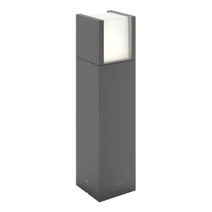 Anthrazitfarbene LED-Sockelleuchte Arbour, 40x10x10 cm, für den Aussenbereich.