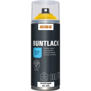 OBI Buntlack Spray RAL 1023 Verkehrsgelb, seidenmatt, 400ml Dose.