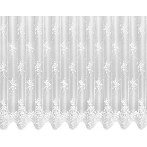 Weißer Schlaufenschal Sina, 125x300cm, mit floralem Muster für Fenstervorhänge.