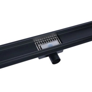 Glasdeals Edelstahl-Duschrinne 70 cm Schwarz mit Siphon für Bodengleiche Duschen 4034