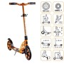 Oranger Six Degrees Aluminium Scooter, GS-geprüft, mit 205 mm Rollen, Klappmechanismus und Ständer. Höhenverstellbar.