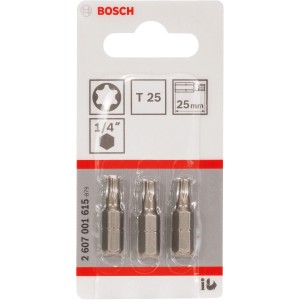 Bosch TX-Bit Pro T25, 3er-Pack, extra hart für Innen-TX Schrauben.