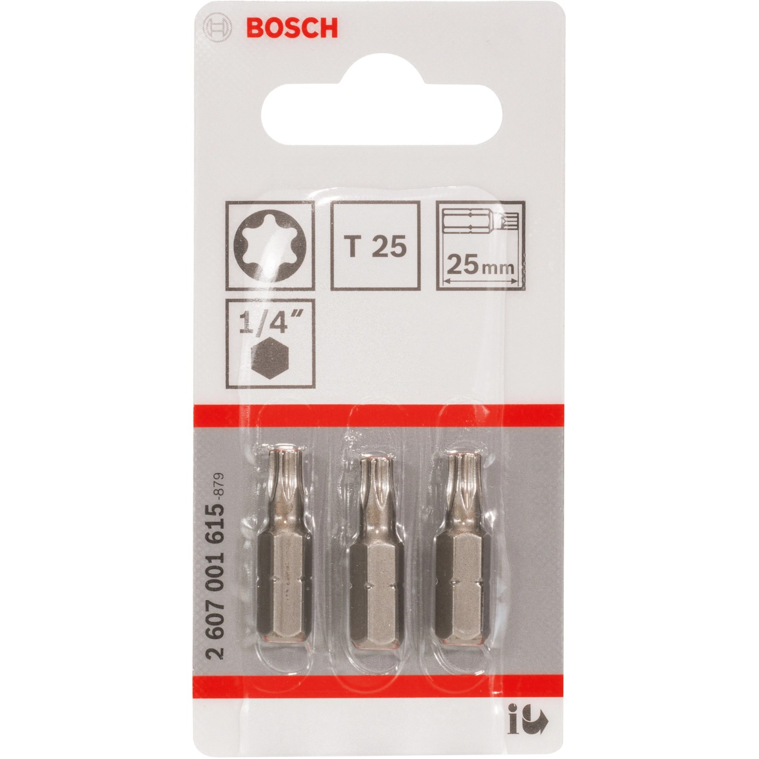 Bosch TX-Bit Pro T25, 3er-Pack, extra hart für Innen-TX Schrauben.