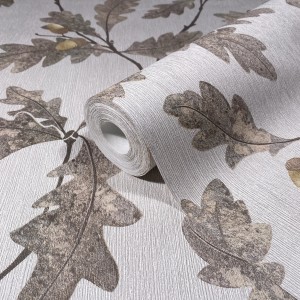 Marburg Vliestapete Nussbaum Floral, braune Dekotapete mit Blätter-Motiv, Rolle