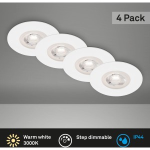 Brilo LED-Einbaustrahler Kulana, 4er-Set, dimmbar, weiß, 4,9 W. Ideal für Bad und Innenräume.