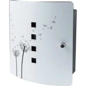 Burg-Wächter Schlüsselbox 6204/10 mit Pusteblumen-Motiv auf Edelstahl-Tür.
