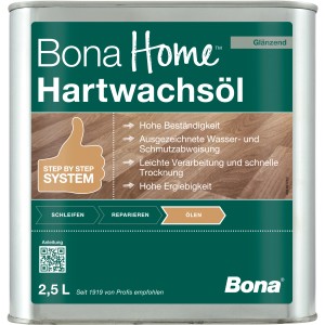 Bona Home Hartwachsöl glänzend, 2,5 l Dose für Holz-Öle: Schutz und Pflege für Holzböden.