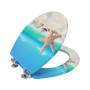 Sinobath WC-Sitz MDF, Strandmotiv mit Seestern, Muscheln und Absenkautomatik.