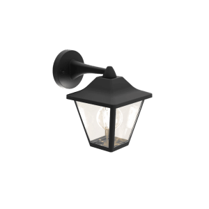 Schwarze Philips Outdoor-Wandleuchte Juli im Laternen-Design für den Außenbereich.