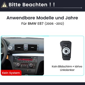 BMW E87 Armaturenbrett ohne Display, iDrive Controller. Junsun Android Multimedia für 2006-2012 Linkslenker.