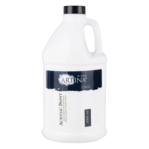 Artina Crylic Acrylfarbe, 2000ml, Titanweiß. Künstlerfarbe für hohe Deckkraft und Farbbrillanz.