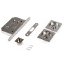 Emuca Set aus Schlösser Set für Schiebetüren mit Vierkantriegel Stahl Nickel Satiniert