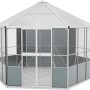 Vitavia Vogelvoliere Circus 9000 aus Aluminium, ein großes, achteckiges Gartenhaus mit Zeltdach.