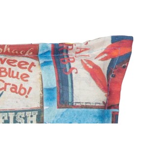 Beo Sitzauflage Hochlehner Togo 4er Set Maritim Hellblau mit Krabben-Motiv.