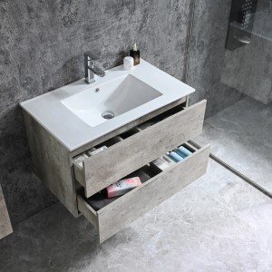 Sanotechnik Einzelwaschtisch Corbo, 80 cm, Grau Matt, mit zwei offenen Schubladen und weißem Keramikbecken.