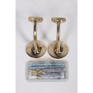 2er Set Handlaufkonsole Messing poliert mit Befestigungsmaterial für Handläufe.