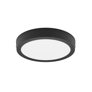 Schwarzer, runder Philips LED-Einbauspot Magneos Slim Surface, 21 cm Durchmesser.