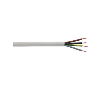 Weiße Schlauchleitung H03VV-F 4 x 0,75 als Meterware, geeignet für den Haushalt.