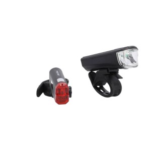 Fischer LED-Batterien-Beleuchtungs-Set 20 Lux mit Front- und Rückleuchte für Fahrräder.
