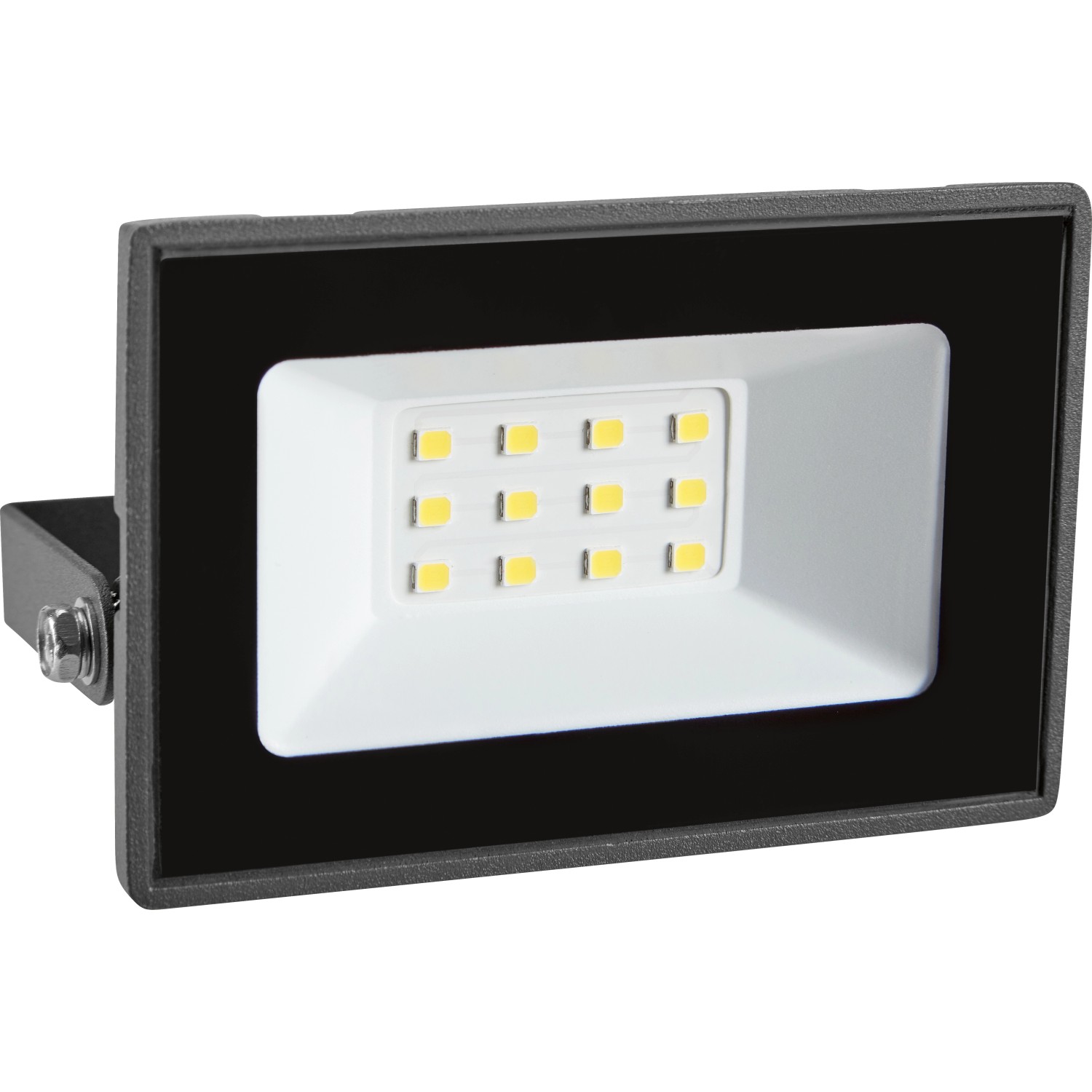 Grauer LED Strahler 10W für Innen und Außen. Kompaktes, modernes Design mit effizienter LED-Technologie.