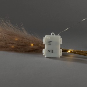 Konstsmide Pampasgras LED-Deko: Beige Lichterkette mit weißer Batteriebox und Timer für Innenräume.