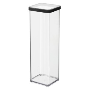 Quadratische Rotho Vorratsdose Loft Premium, 2 l, transparent mit schwarzem Deckel.
