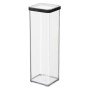 Quadratische Rotho Vorratsdose Loft Premium, 2 l, transparent mit schwarzem Deckel.