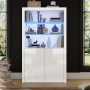 okwish Sideboard mit LED Beleuchtung Glasböden Aufbewahrungsschrank 100x35x170cm Weiß_4