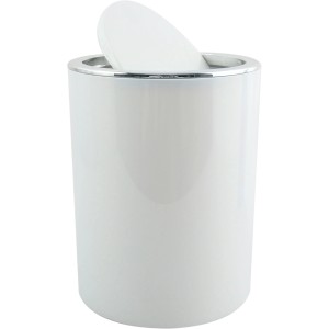 Weißer Kosmetikeimer (6 l) mit Schwingdeckel für Bad & WC.