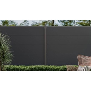 GroJa BasicLine Steckzaun aus PVC, 180x180 cm, anthrazit. Sichtschutzzaun mit breiter Füllung.