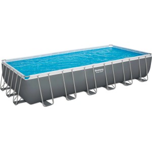 Bestway Stahlrahmenpool-Set PowerSteel, 732x366x132cm, grau, mit Sandfilteranlage.