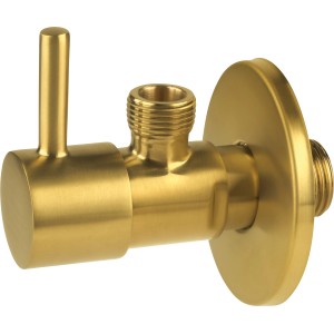 Mattgoldenes baliv Eckventil EV-3460 für Waschtisch, mit Hebel zur einfachen Bedienung.