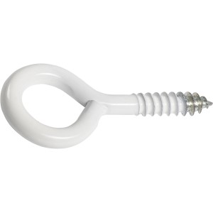Weiße LUX Ringschraube (3x16 mm, 4 Stück) für Holz und Mauerwerk.