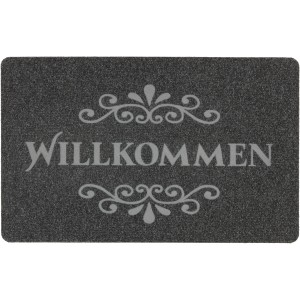 Fußmatte Flocky Color "Willkommen" in Grau, 50x80 cm, für den Eingangsbereich.