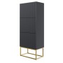 Selsey Schuhschrank Veldio Rillenfront Goldfarbenes Gestell Schwarz 50 cm