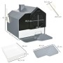 PawHut Katzentoilette im Hütten-Design, grau/schwarz, mit Schaufel, Bodenwanne und Matte. Katzenklo.