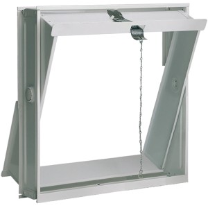 Weißer Lüftungsflügel für Glassteine, passend für vier 19er-Glassteine, mit Zugvorrichtung.